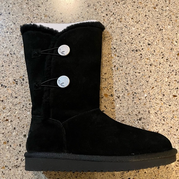 Koolaburra Black Suede Button-Detail Boots - Picture 2 of 9